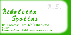 nikoletta szollas business card